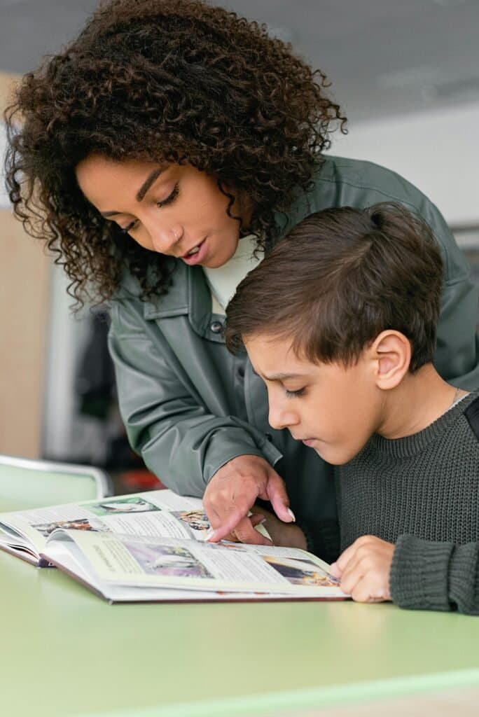 A young student receiving dyslexia support while homeschooling